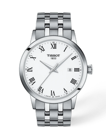 Front view of the watch Tissot Classic Dream 42mm with shadow