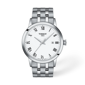 Vue de face de la montre Tissot Classic Dream 42mm avec ombre