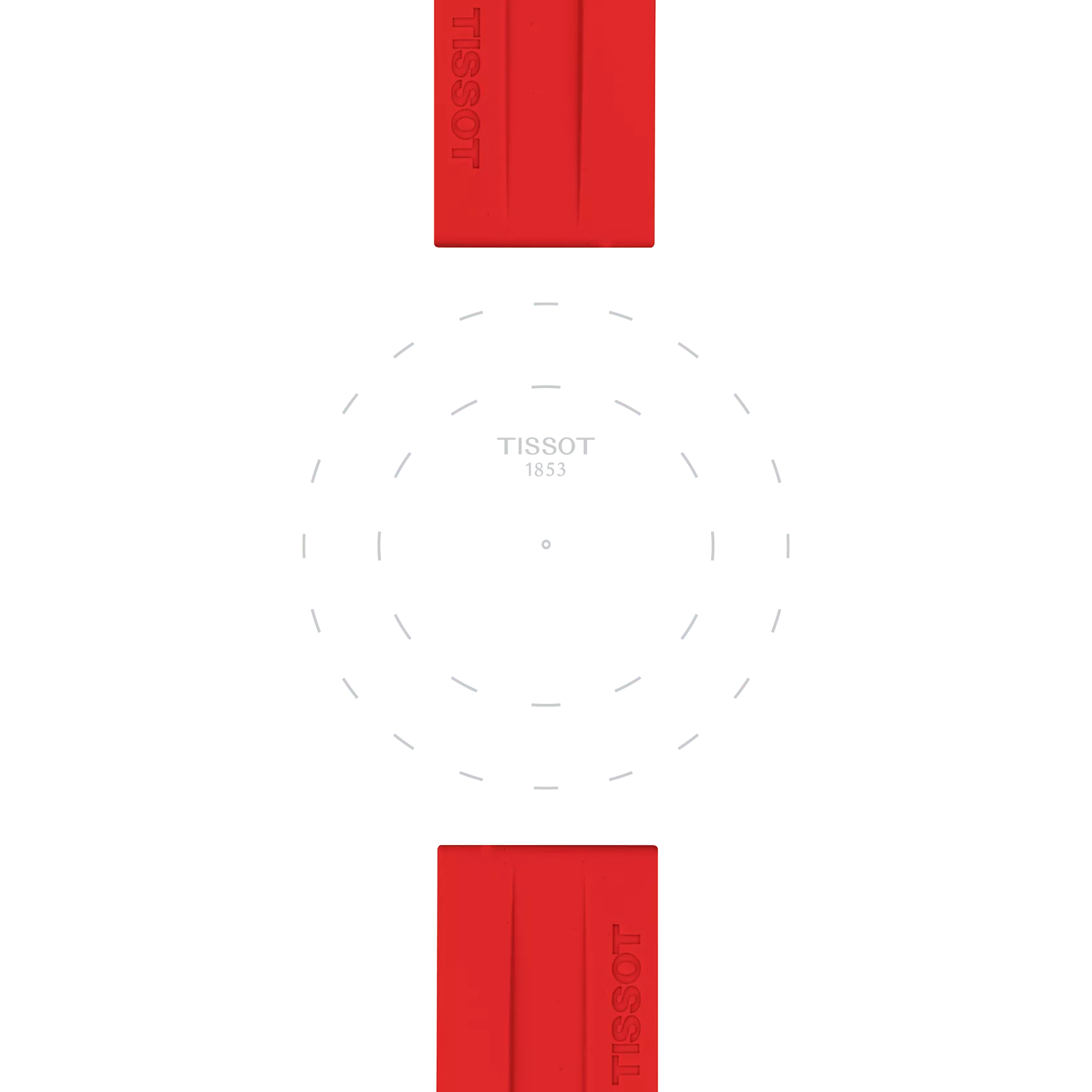 TISSOT レッド シリコン ストラップ 22mmのラグのフォーカス