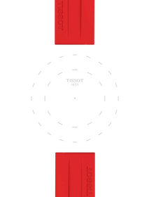 TISSOT レッド シリコン ストラップ 22mmのラグのフォーカス