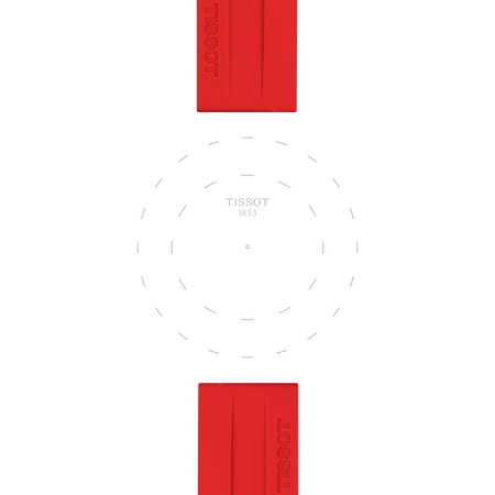 TISSOT レッド シリコン ストラップ 22mmのラグのフォーカス