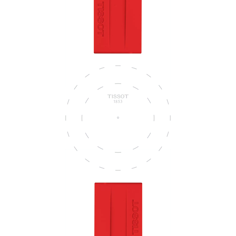 TISSOT レッド シリコン ストラップ 22mmのラグのフォーカス