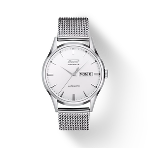 Front view of the watch Tissot Heritage Visodate Automatic with shadow