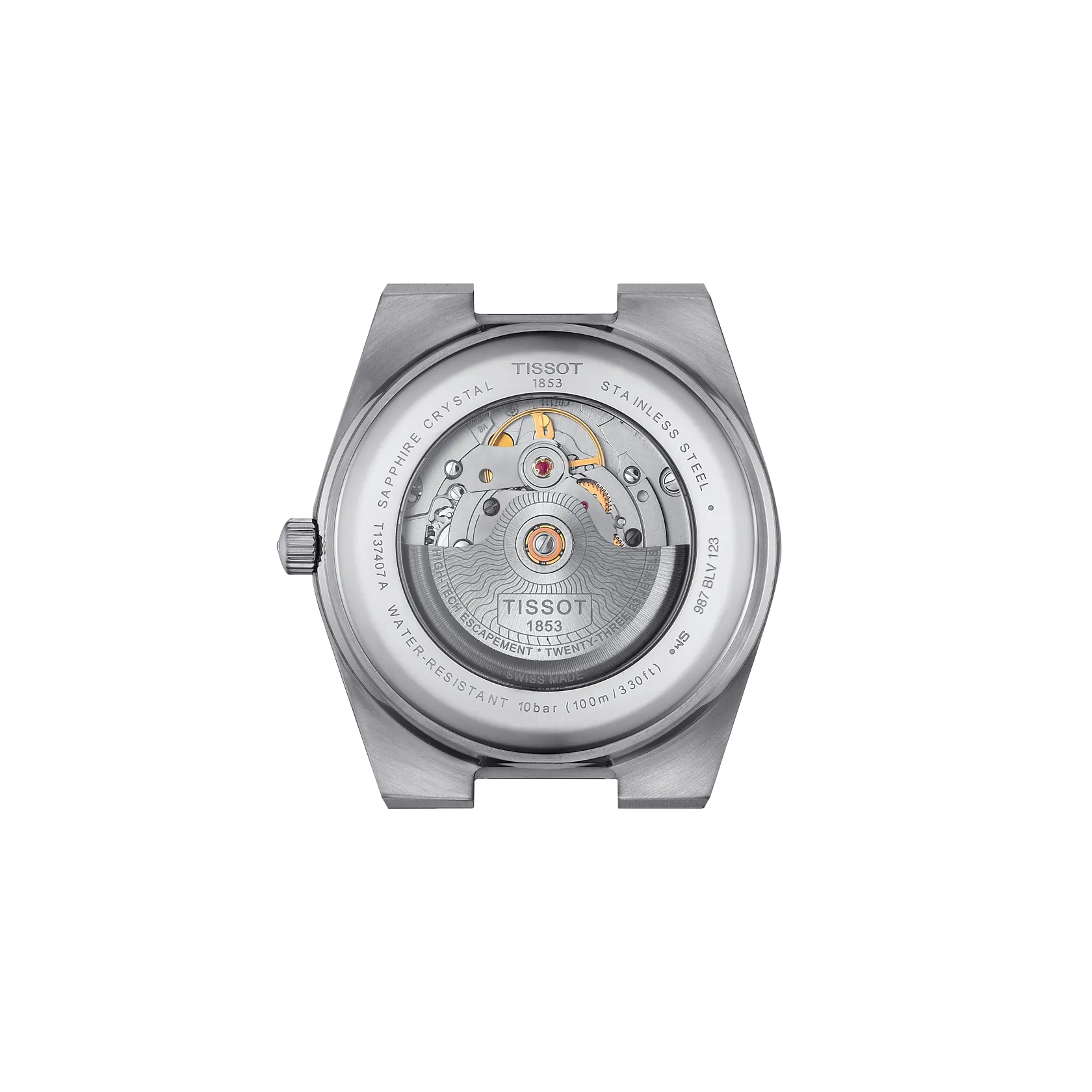 시계 케이스 뒷면 보기 티쏘 PRX 그라데이션 40mm