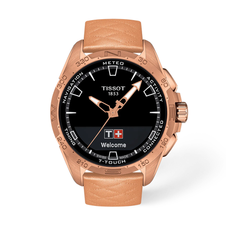 Front view of the watch Tissot T-Touch Connect Solar 47.5mm with shadow