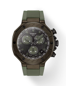 Vue de face de la montre Tissot T-Race 45mm avec ombre