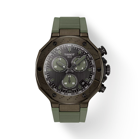 Front view of the watch Tissot T-Race 45mm with shadow