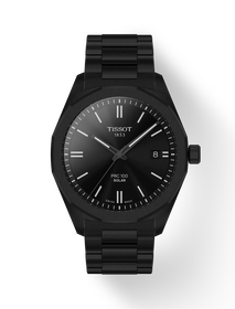 Front view of the watch Tissot PRC 100 Solar 39mm with shadow