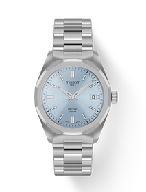 Front view of the watch Tissot PRC 100 Solar 34mm with shadow