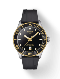 Front view of the watch Tissot Seastar 1000 40mm with shadow