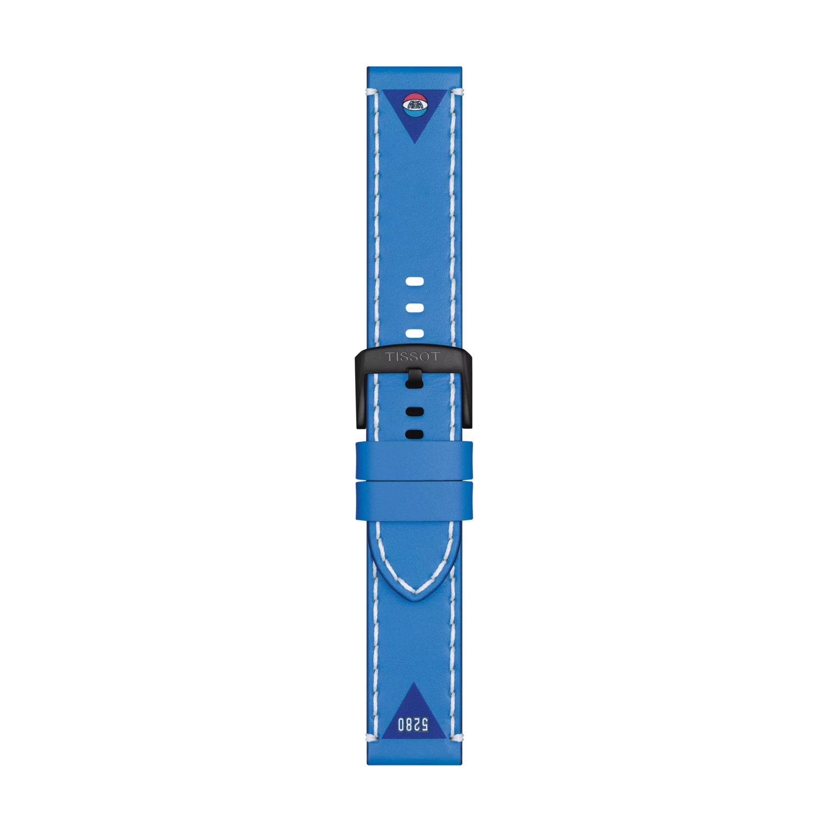 Vue de face de Bracelet officiel Tissot NBA Denver Nuggets cuir Entre-cornes 22 mm