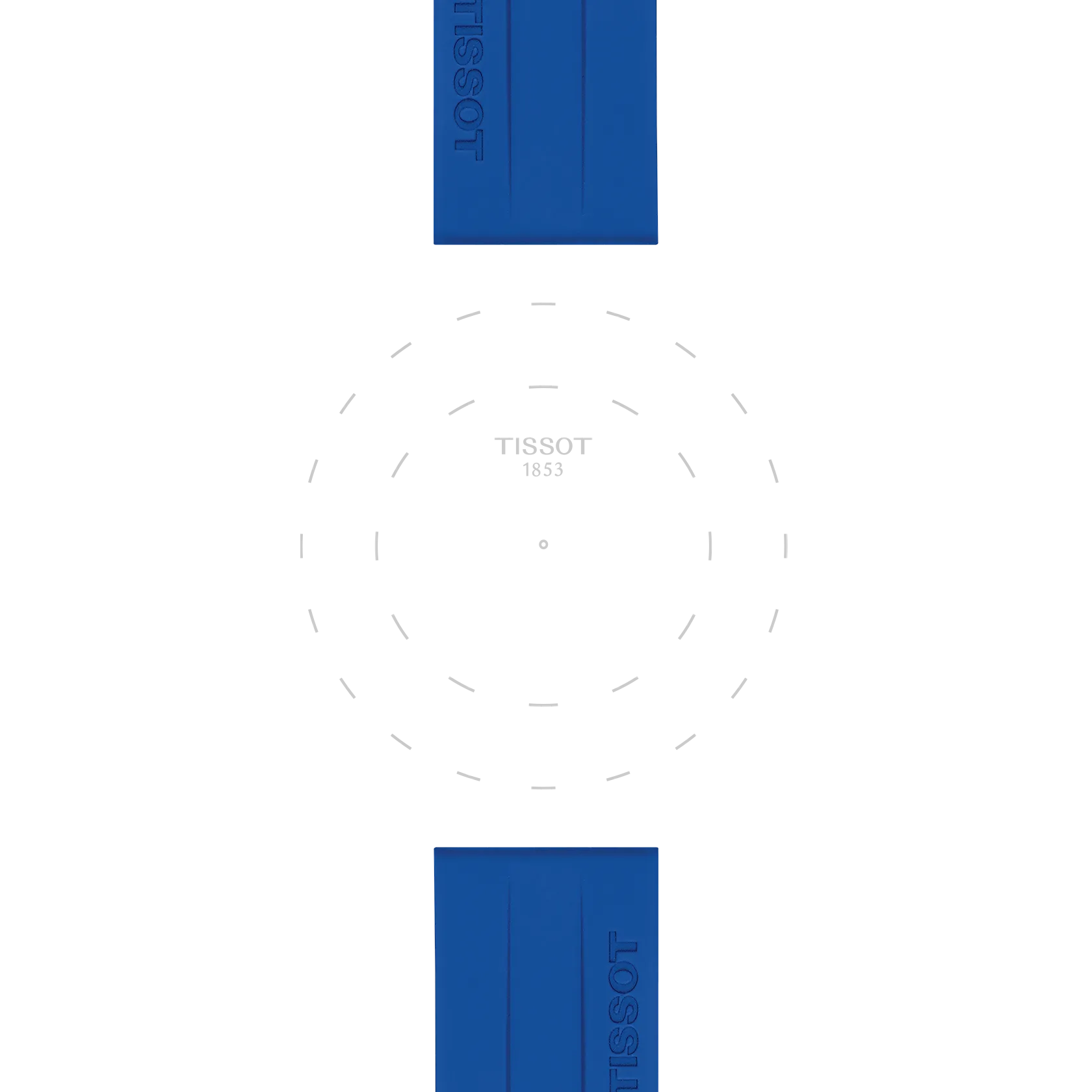 TISSOT オフィシャル ブルー シリコン ストラップ ラグ 22 mmのラグのフォーカス