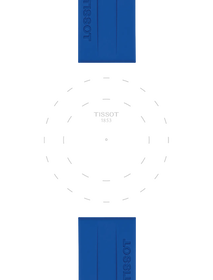 Focus on the lugs of Tissot Official Blue Silicone Strap Lugs 22 mm
