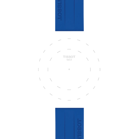 Focus on the lugs of Tissot Official Blue Silicone Strap Lugs 22 mm