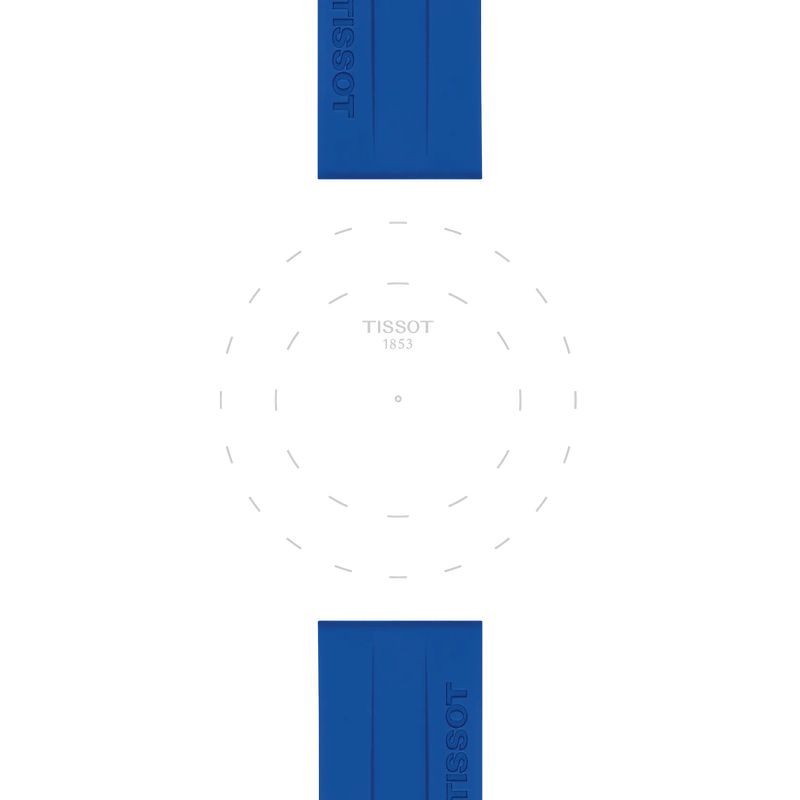 TISSOT オフィシャル ブルー シリコン ストラップ ラグ 22 mmのラグのフォーカス