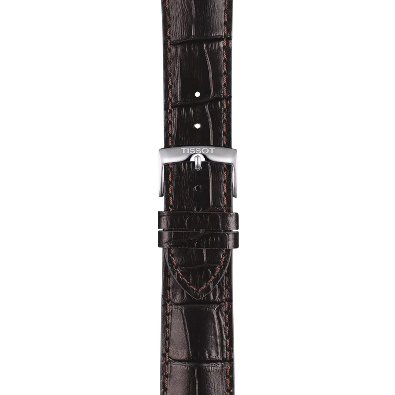 Zoom sobre Correa marrón de piel oficial Tissot 22 mm