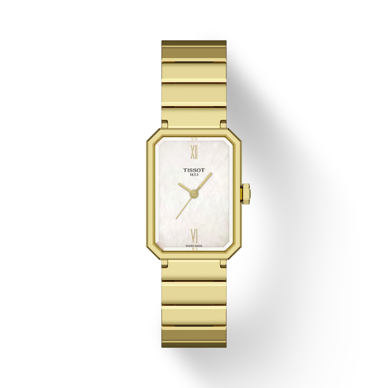 Front view of the watch Tissot SRV 30mm with shadow