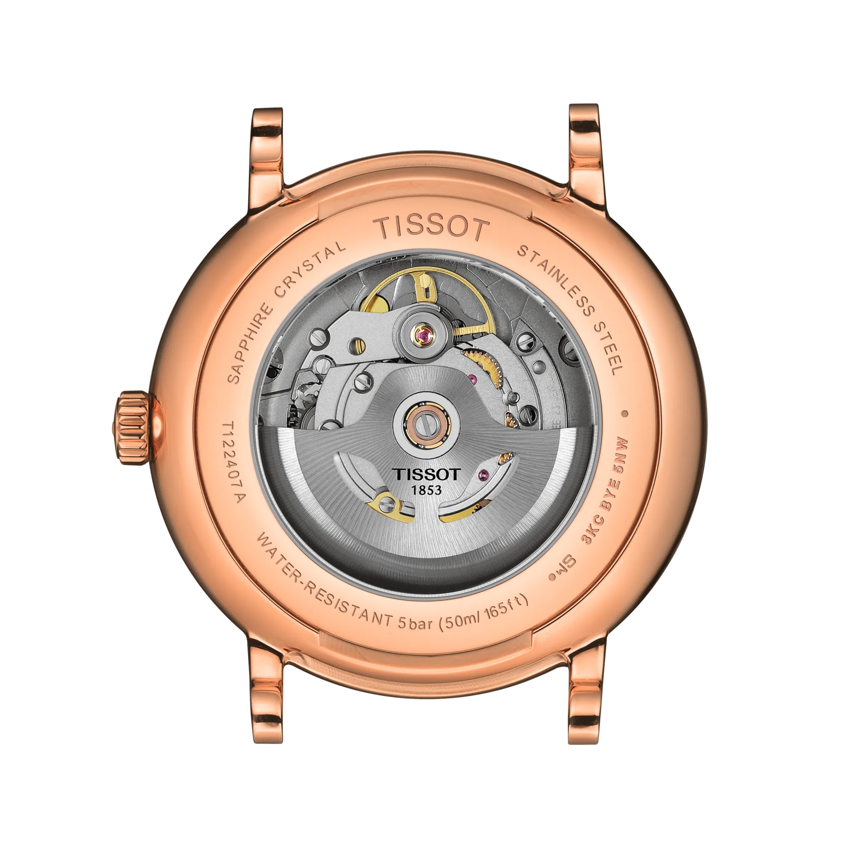 Back view of the watch case Tissot Carson Premium Powermatic 80