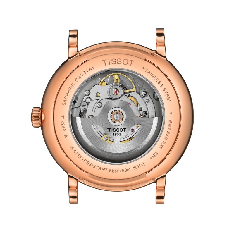 Back view of the watch case Tissot Carson Premium Powermatic 80