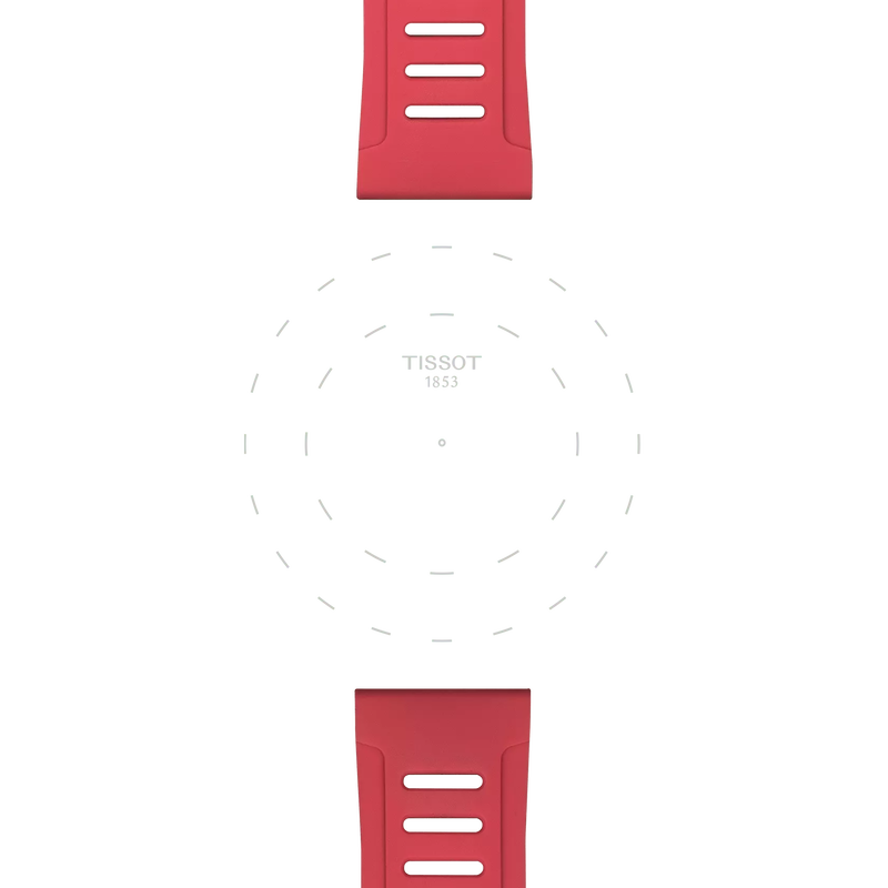 Focus on the lugs of Tissot Official Red Silicone Strap Lugs 21 mm