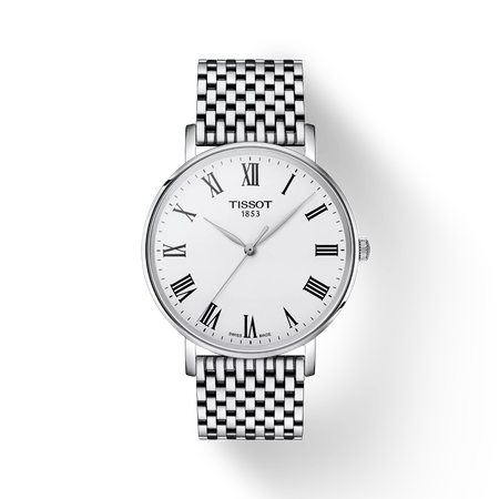 Front view of the watch Tissot Everytime 40mm with shadow