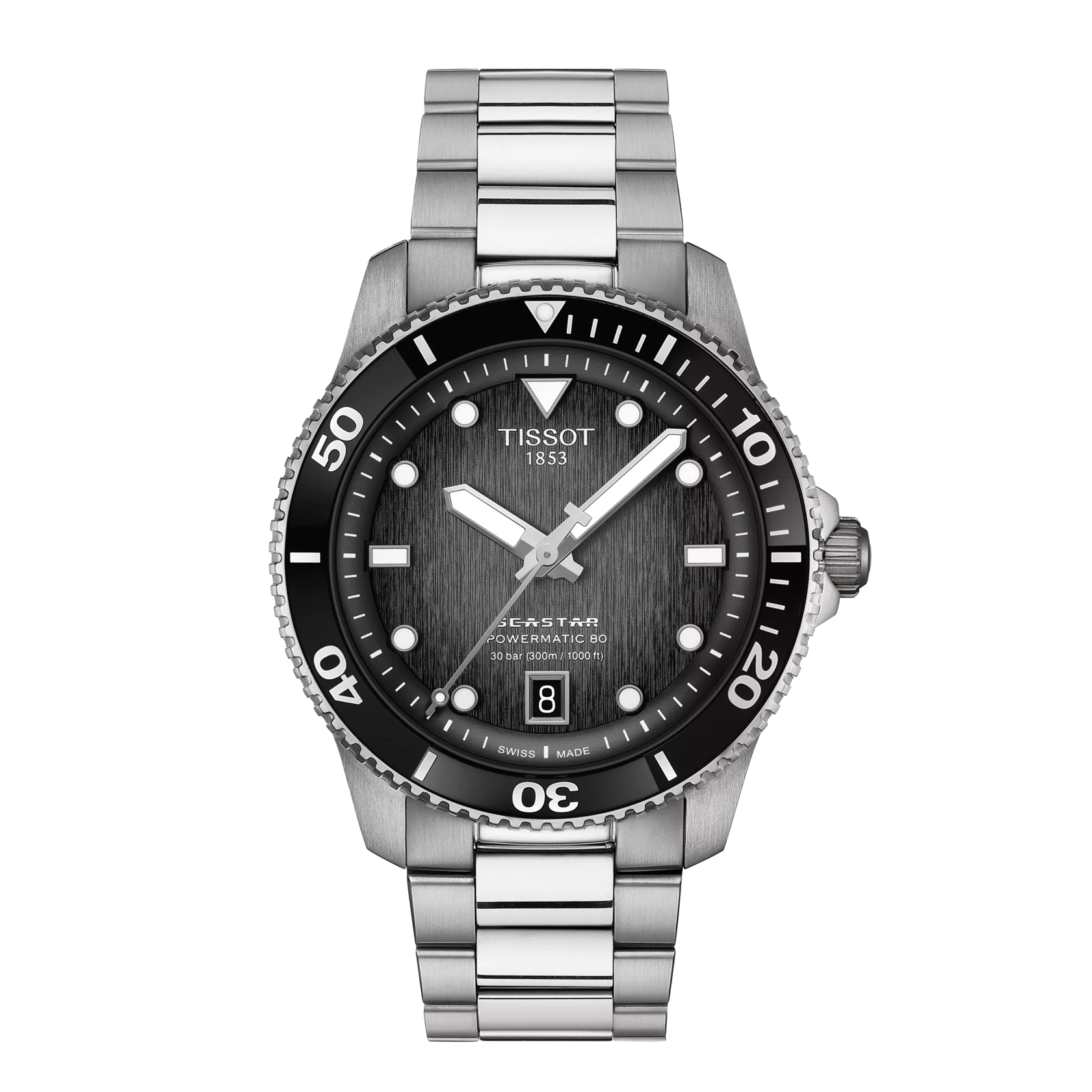 Front view of the watch Tissot Seastar 1000 40mm