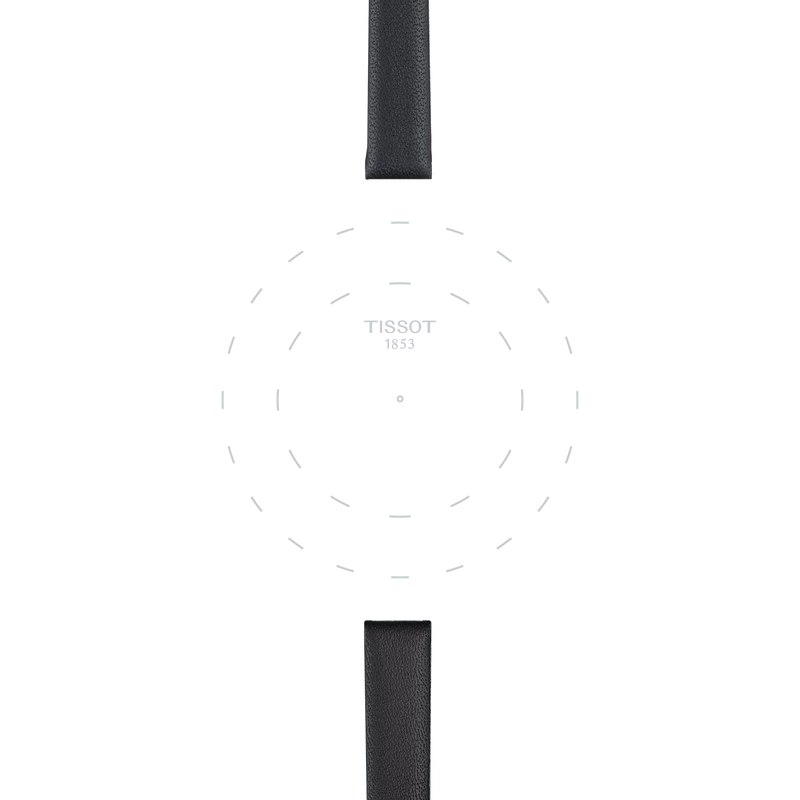 Focus on the lugs of Tissot Official Black Leather Strap Lugs 09 mm