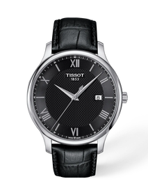 Vista frontal del reloj Tissot Tradition 42mm con sombra