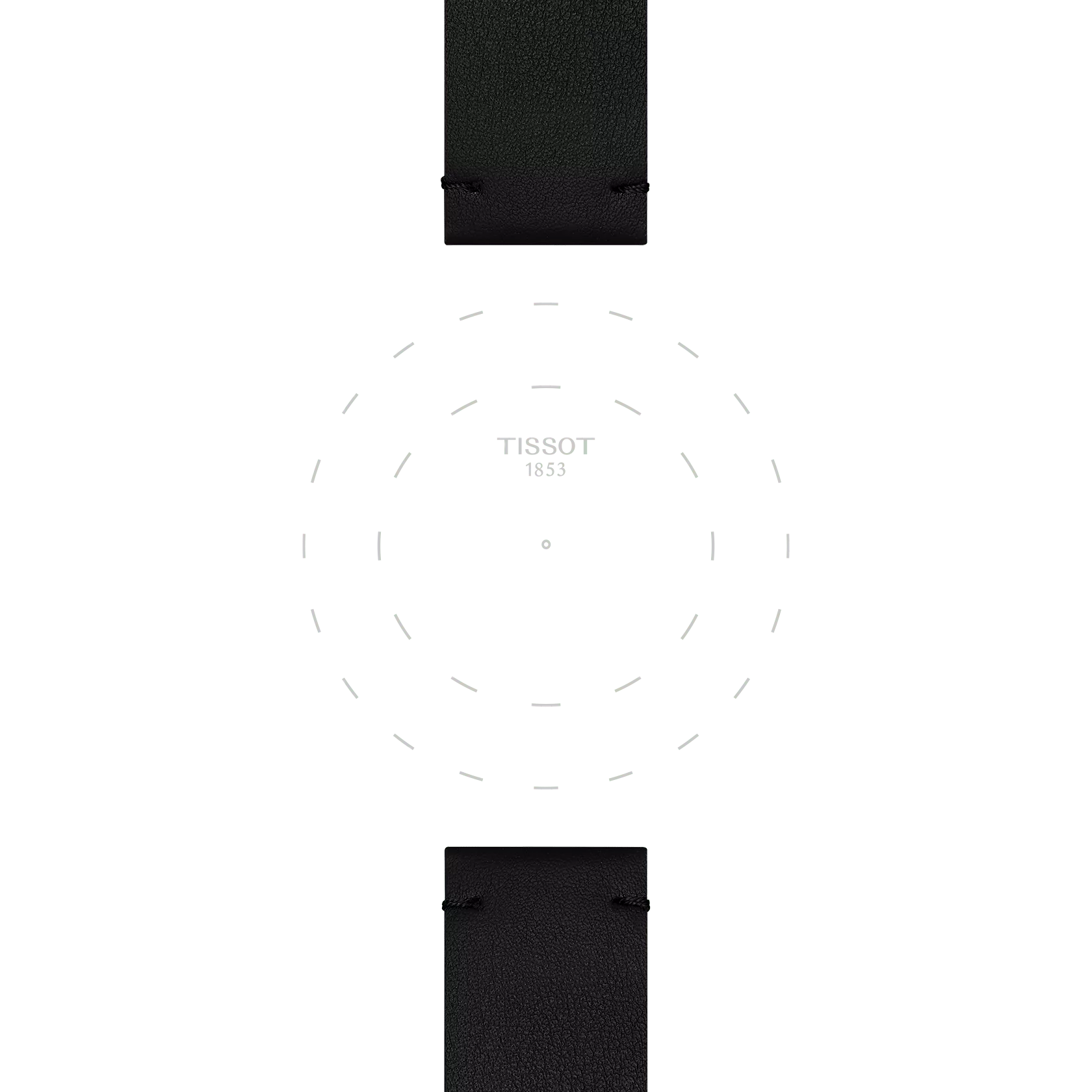 Focus on the lugs of Tissot Siyah Sentetik Kayış Boynuz Aralığı 20 mm