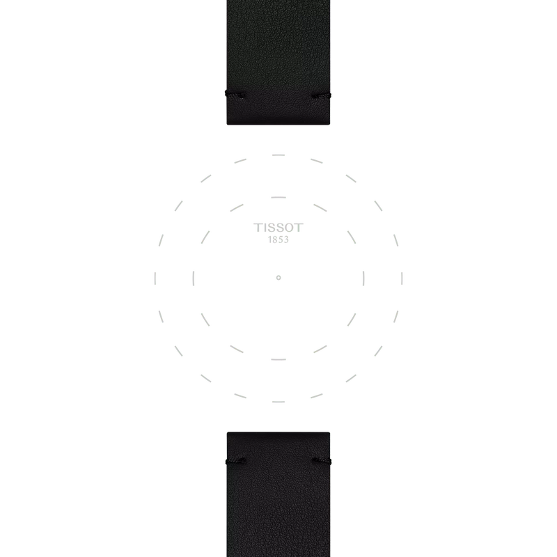 Focus on the lugs of Tissot Siyah Sentetik Kayış Boynuz Aralığı 20 mm