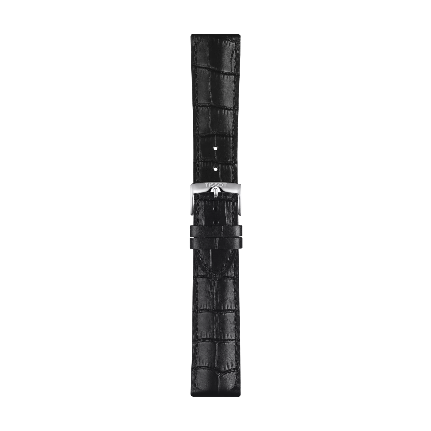 [티쏘] 블랙 레더 스트랩 러그 22mm 의 전면 뷰