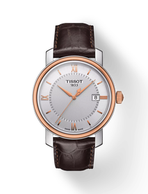 Vorderansicht der Uhr Tissot Bridgeport 40mm mit Schatten