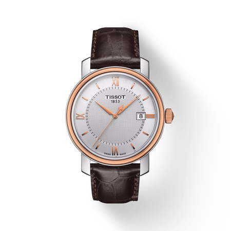 Vista frontal del reloj Tissot Bridgeport 40mm con sombra