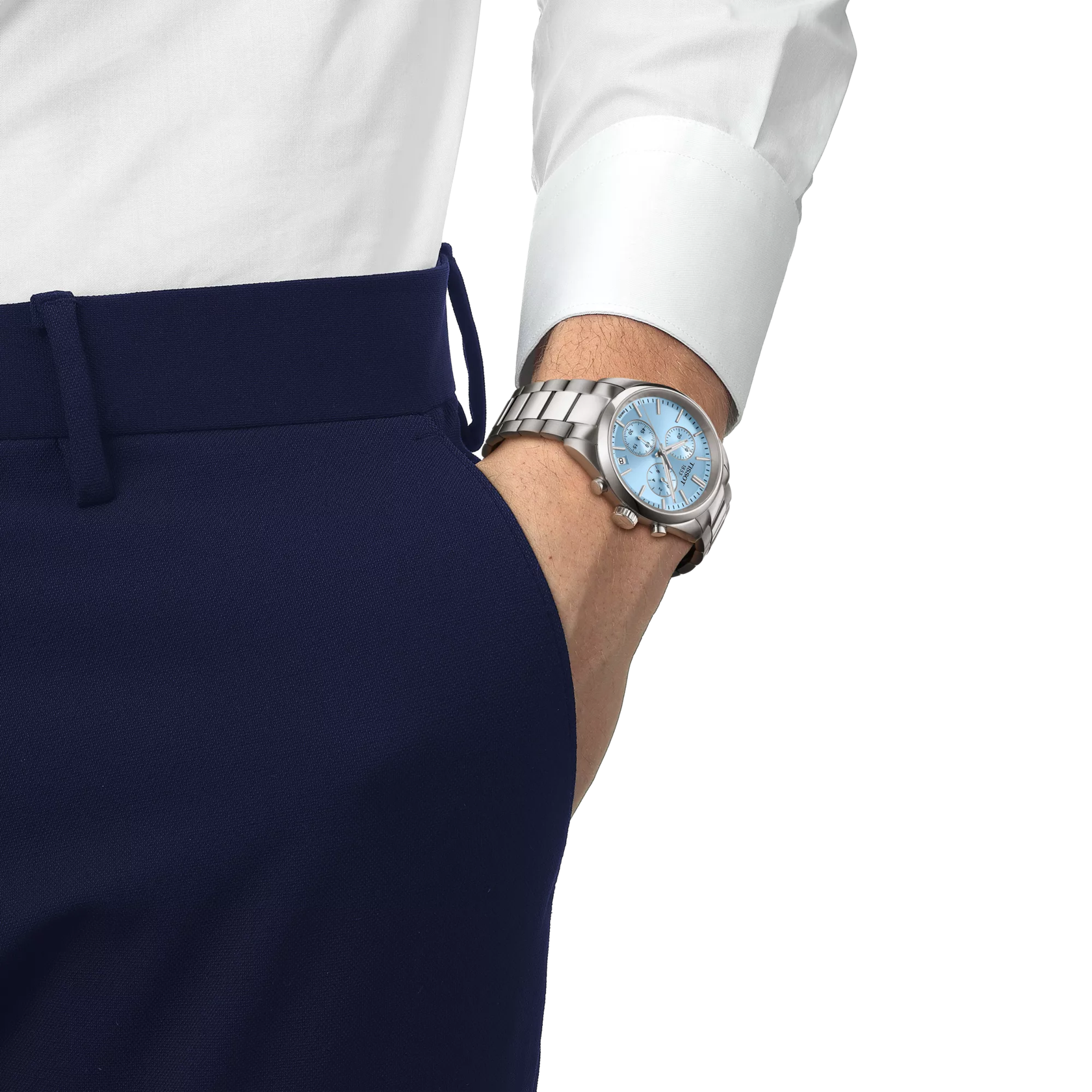 Simulation of the watch Tissot PR 100 40mm on a wrist