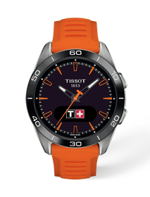 Front view of the watch Tissot T-Touch Connect Sport 43.75mm with shadow