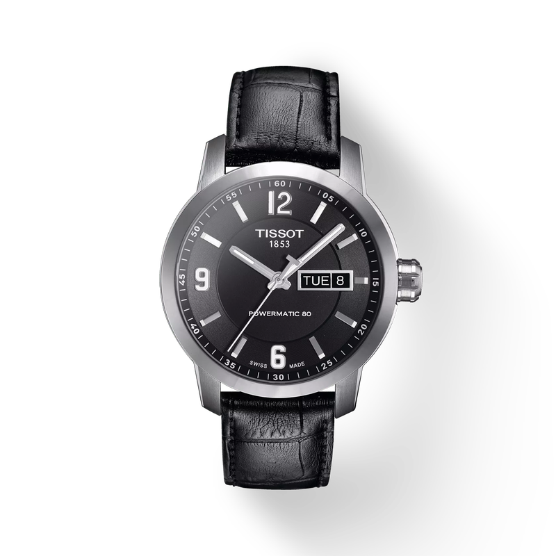 Front view of the watch Tissot PRC 200 Powermatic 80 with shadow