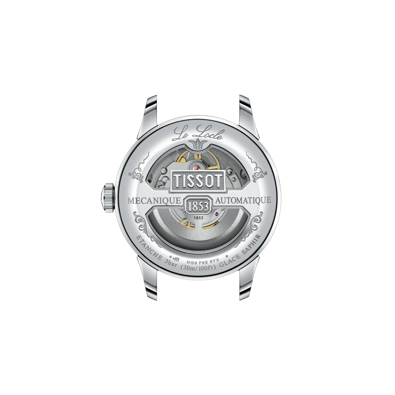 Back view of the watch case 天梭力洛克系列39.3mm