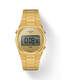มุมมองด้านหน้าของนาฬิกา Tissot PRX Digital 35 mm พร้อมเงา