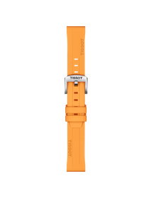 Front view of Tissot Official Orange Silicone Strap Lugs 18 mm