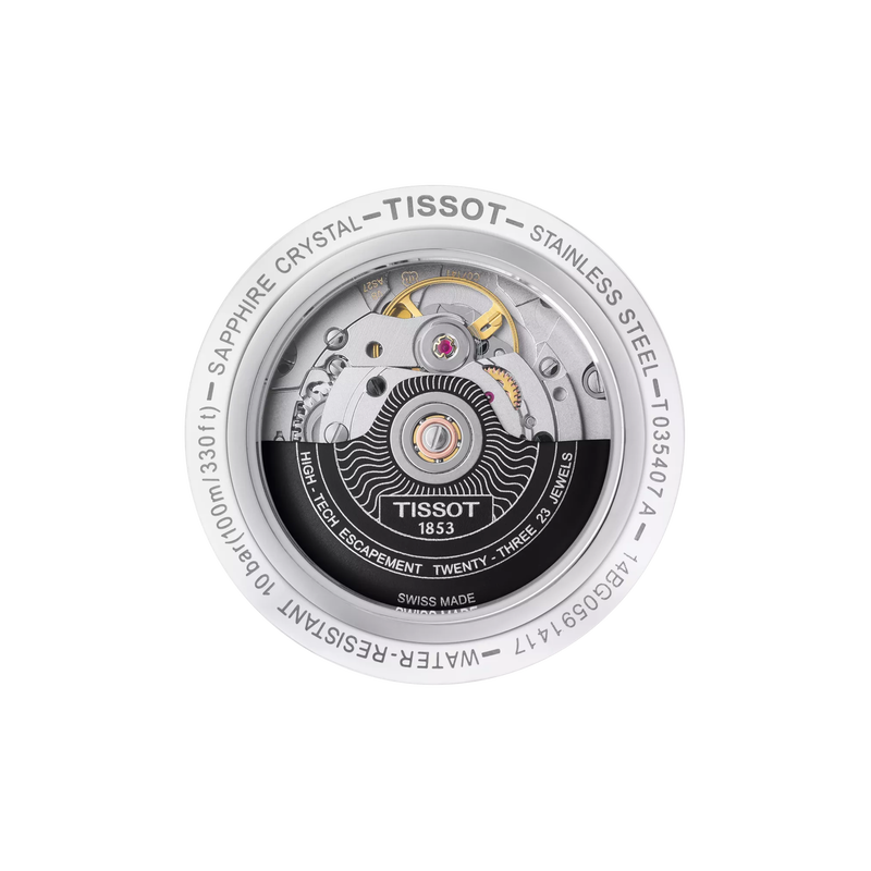 Back view of the watch case Tissot Couturier Powermatic 80