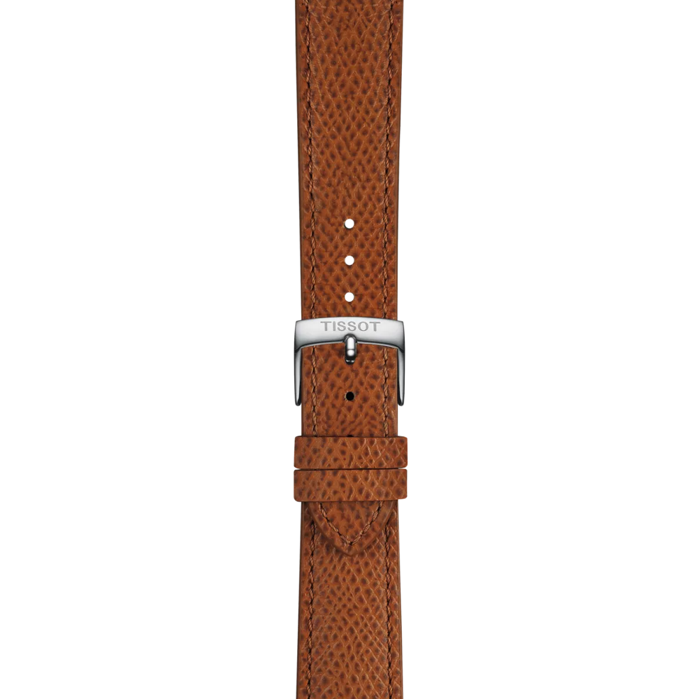 Zoom sur Bracelet Officiel Tissot Cuir Marron Entre-cornes 18 mm
