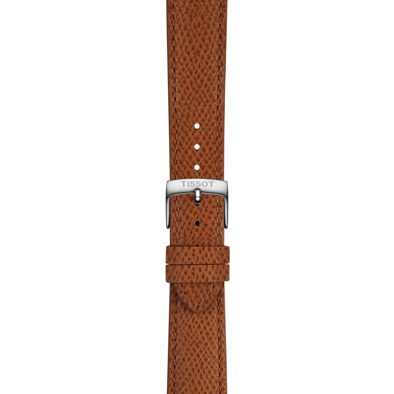 Zoom sur Bracelet Officiel Tissot Cuir Marron Entre-cornes 18 mm