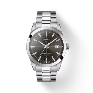 Front view of the watch Tissot Gentleman Powermatic 80 Silicium with shadow
