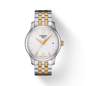 Front view of the watch Tissot Tradition Lady with shadow