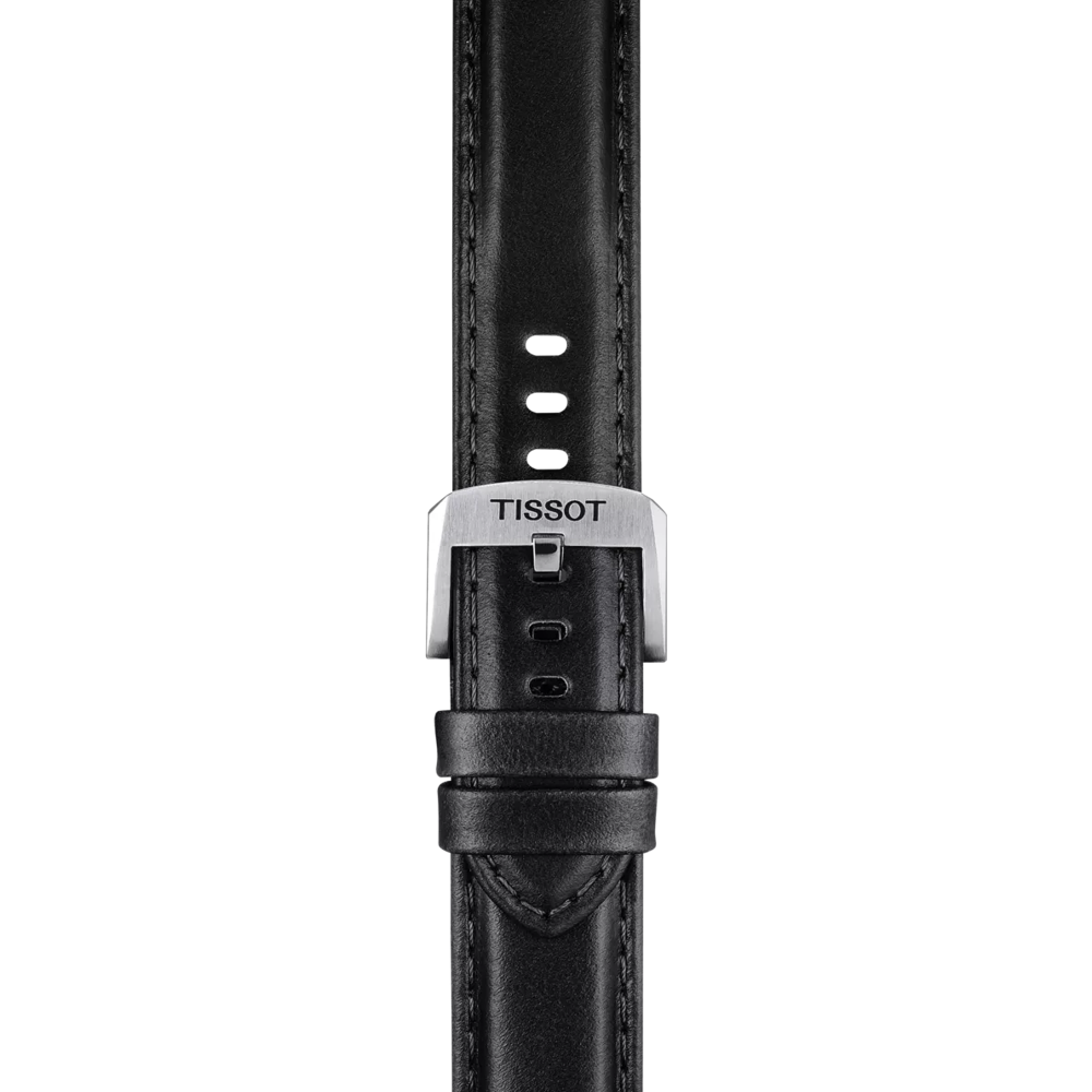 Zoom on Tissot Official Black Leather Strap Lugs 20 mm