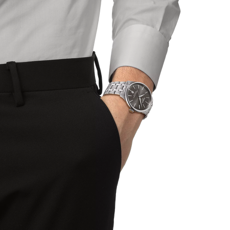 Simulation of the watch Tissot Chemin des Tourelles Powermatic 80 39 mm on a wrist