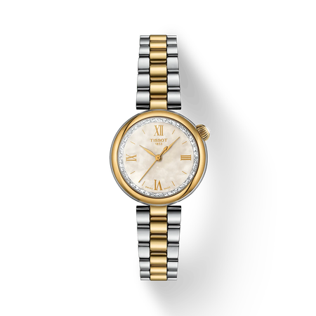 Vue de face de la montre Tissot Desir 28mm avec ombre