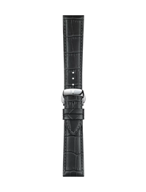 Front view of Tissot Official Grey Leather Strap Lugs 21 mm