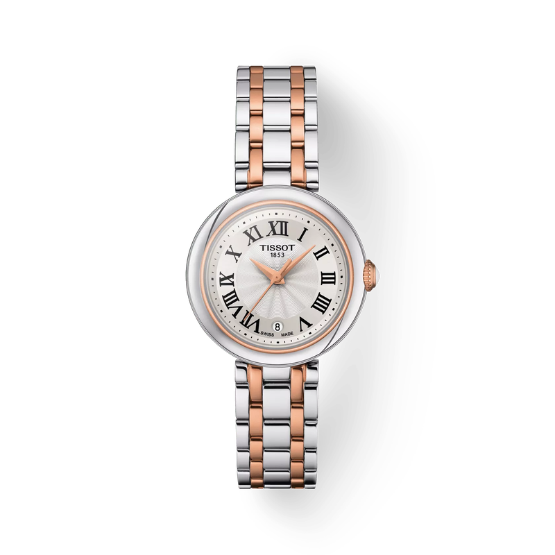 Front view of the watch Tissot Bellissima 26mm with shadow