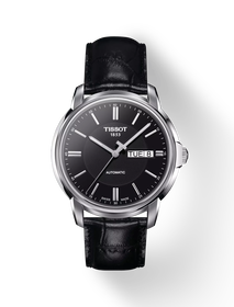 Vooraanzicht van het horloge Tissot Automatics III met schaduw